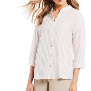 NWT- Eileen Fisher- mandarin collar top